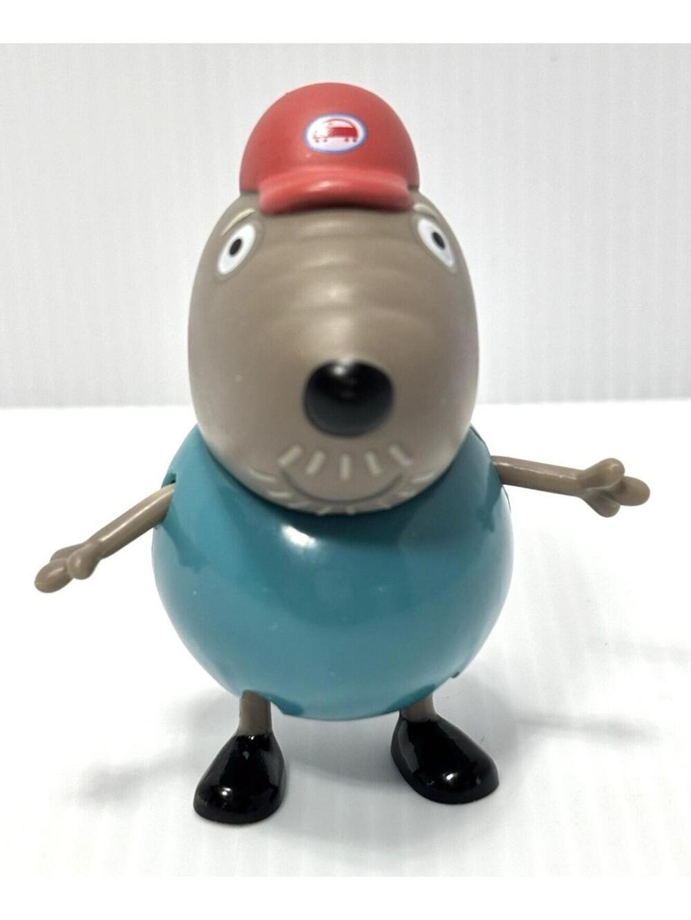 Peppa Pig Captain Daddy Dog Figure Red Baseball Cap Blue Shirt Jazwares Toy GUC
